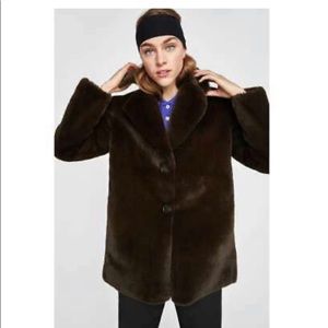NWT ZARA FAUX FUR COAT